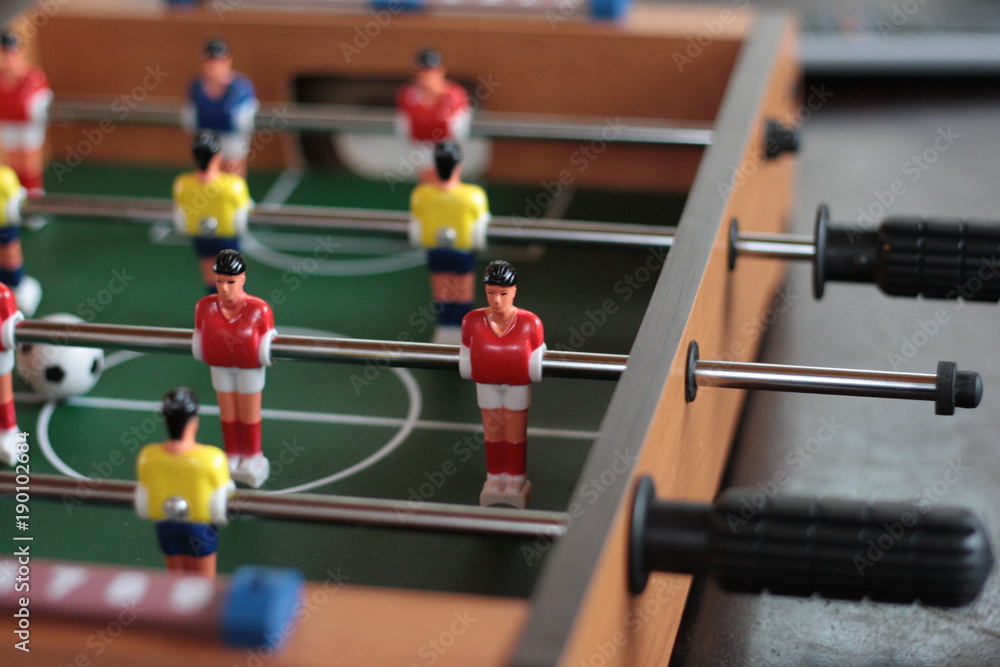 Foosball table detail. Ok for toys and christmas gift concept. Foosball table detail. Ok for toys and christmas gift concept.