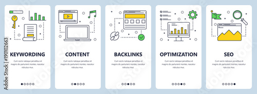 Vector modern thin line keywording concept web banner set