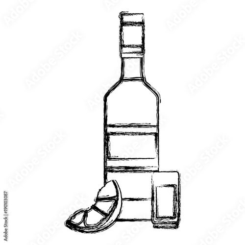 Tequila bottle and shot icon vector illustration graphic design
