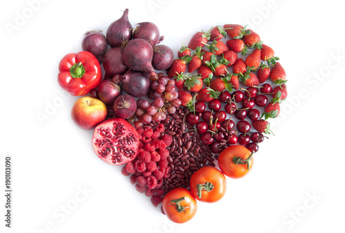 Red heartshape fruits and vegetables