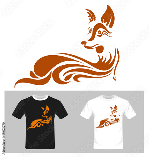 Fototapeta Naklejka Na Ścianę i Meble -  Fox abstract  vector. T-shirt graphic design illustration.  