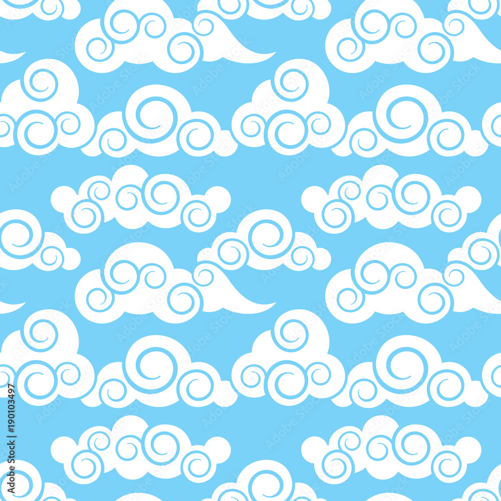 Clouds in japanese and chinese style vector seamless decorative pattern Clouds in japanese and chinese style vector seamless decorative pattern
