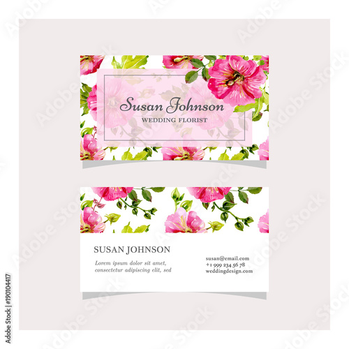 Watercolor floral card template