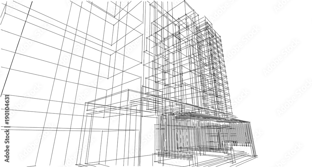 Abstract architectral drawing sketch,Illustration Abstract architectral drawing sketch,Illustration
