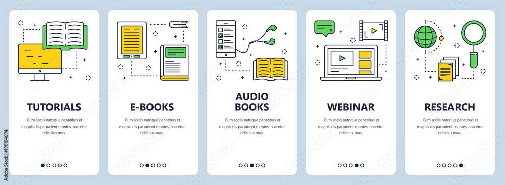 Vector modern thin line online tutorials concept banner set Stock ...