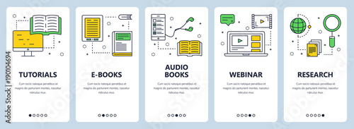 Vector modern thin line online tutorials concept banner set