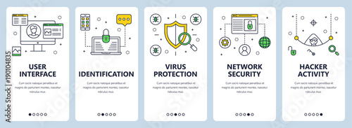 Vector modern thin line user interface concept banner set