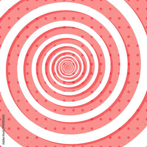 Colorful retro style spiral backround with polka dots backdrop