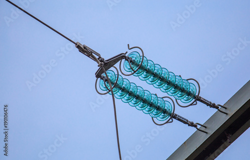 High-voltage electrical insulator electric line photo