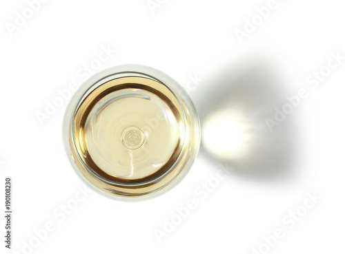 Glass with wine on white background