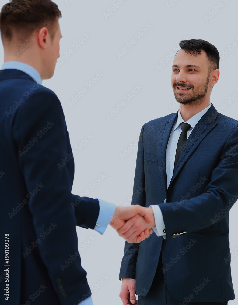 handshake isolated over white background. handshake isolated over white background.