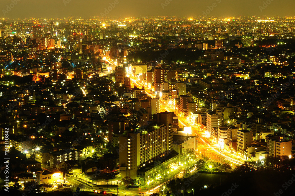 The nightscape of Nagoya city in Japan after sunset The nightscape of Nagoya city in Japan after sunset