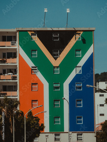 Südafrika Flagge auf Gebäude