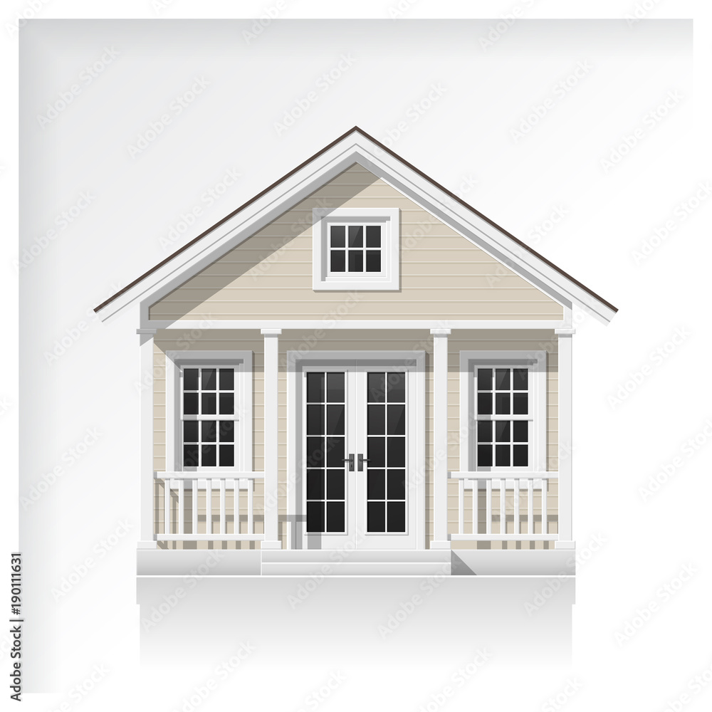 Elements of architecture with a small house icon isolated on white background , vector ,illustration Elements of architecture with a small house icon isolated on white background , vector ,illustration