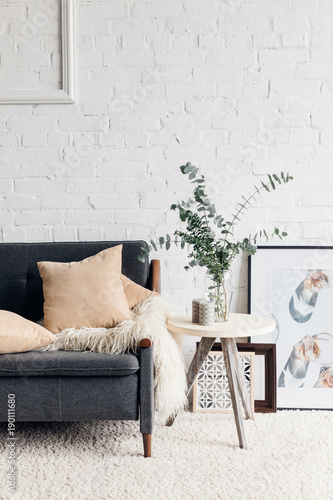 modern living room interior with stylish decor, mockup concept