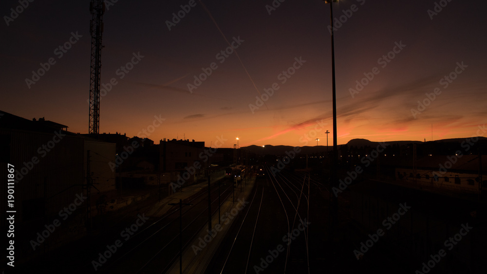 Sunset in the railroad Sunset in the railroad