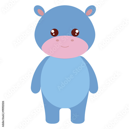 cute and tender hippopotamus character