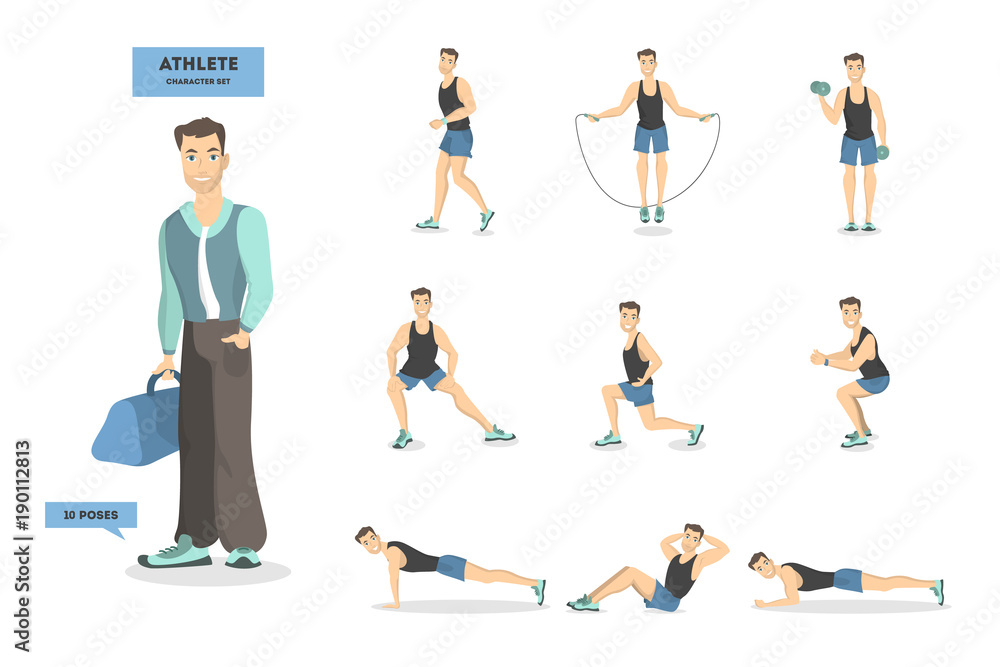 Man athlete set. Man athlete set.