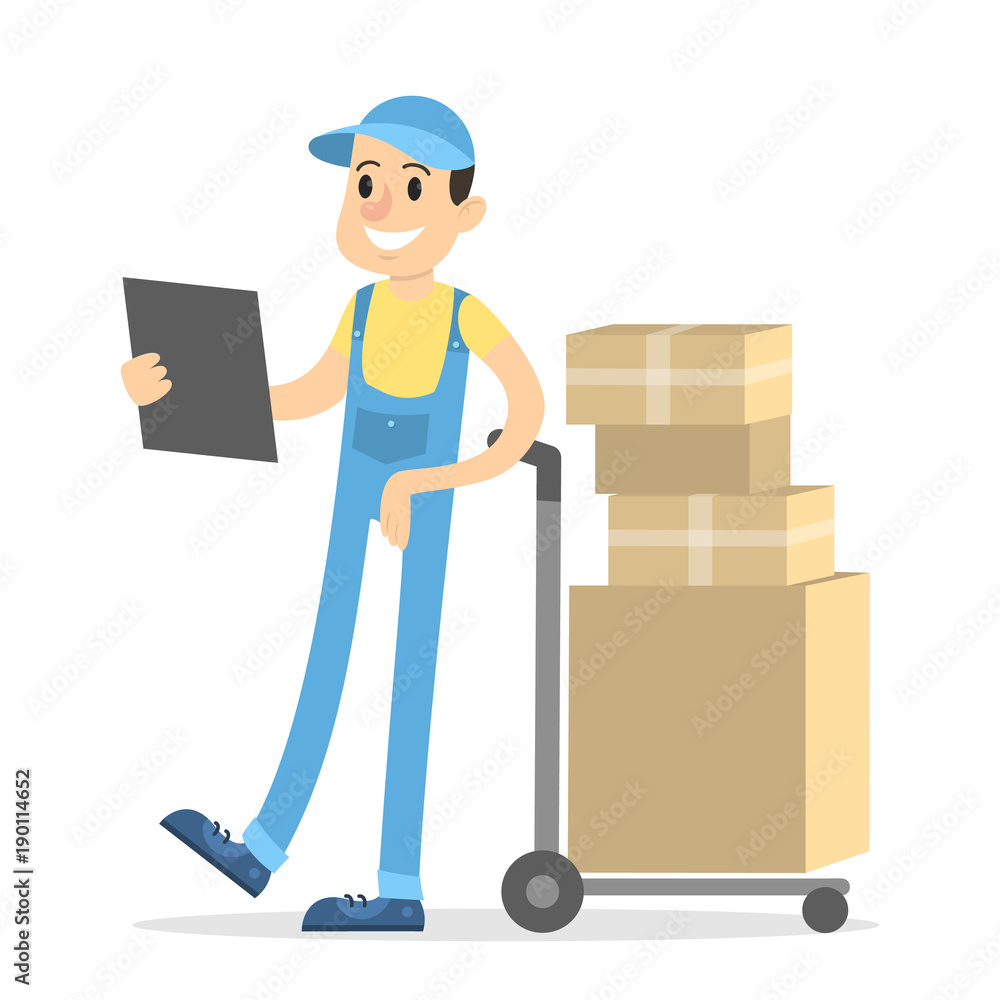 Delivery man with parcels. Delivery man with parcels.