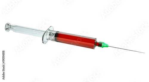 Medical syringe ready for injection isolated