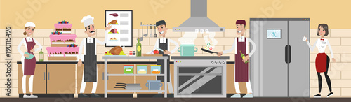 Kitchen in restaurant.