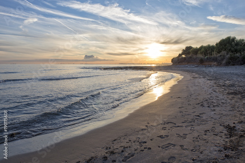 The coast of Oropesa del Mar at a sunrise