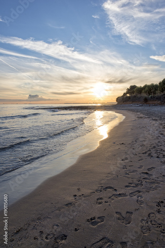 The coast of Oropesa del Mar at a sunrise