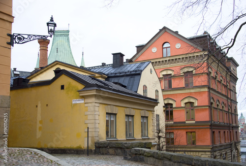 Old stone houses in Stockholm on Riddarholmen photo