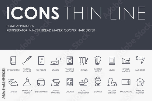 HOME APPLIANCES Thin Line Icons