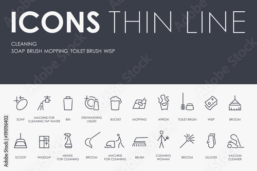 CLEANING Thin Line Icons