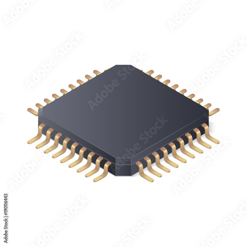 Microchip isolated on white background. Isometric vector illustration