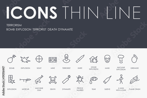 TERRORISM Thin Line Icons