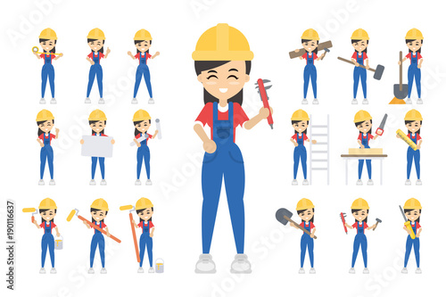 Construction worker set.