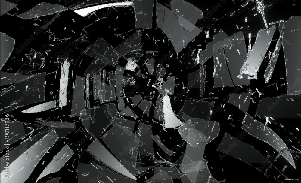 Many pieces of broken and Shattered glass - obrazy, fototapety, plakaty 