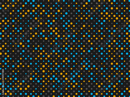 Polka dot background with yellow grey and blue circles