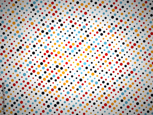 Polka dot pattern with black yellow blue and red circles