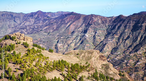 Landscape of Gran Canaria seen from Roque Nublo / Nature of Canary Islands