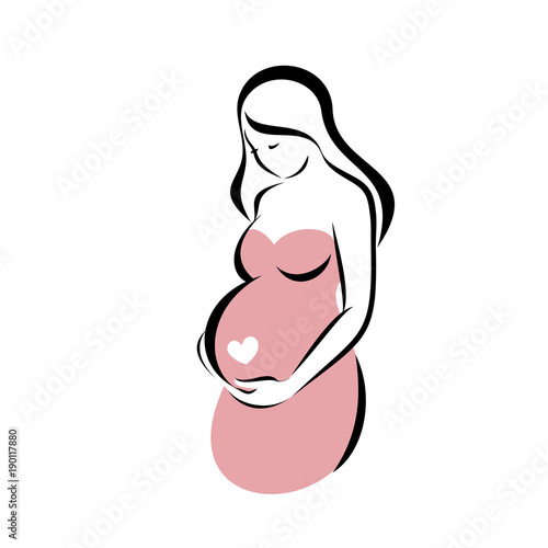 pregnant woman symbol, stylized vector sketch