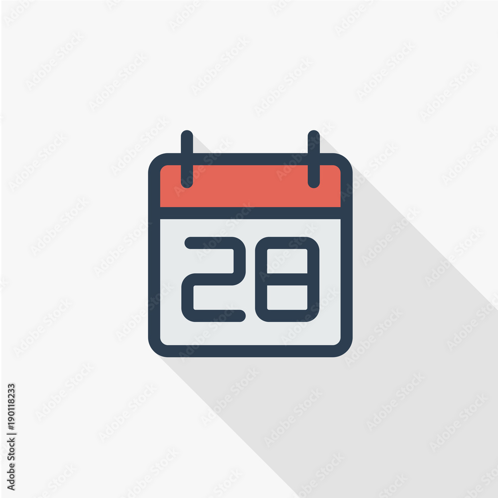 date and time, calendar thin line flat color icon. Linear vector illustration. Pictogram isolated on white background. Colorful long shadow design. date and time, calendar thin line flat color icon. Linear vector illustration. Pictogram isolated on white background. Colorful long shadow design.