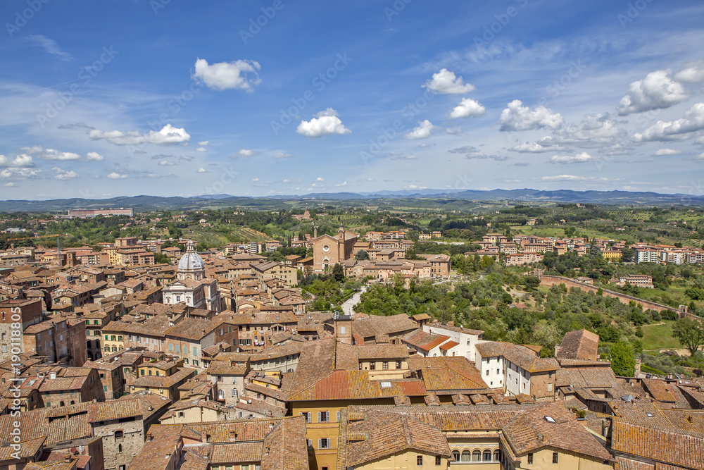 Siena, Italy. Historical center and picturesque surroundings of the city