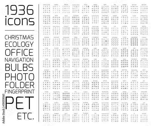 Exclusive 1936 thin line icons set.