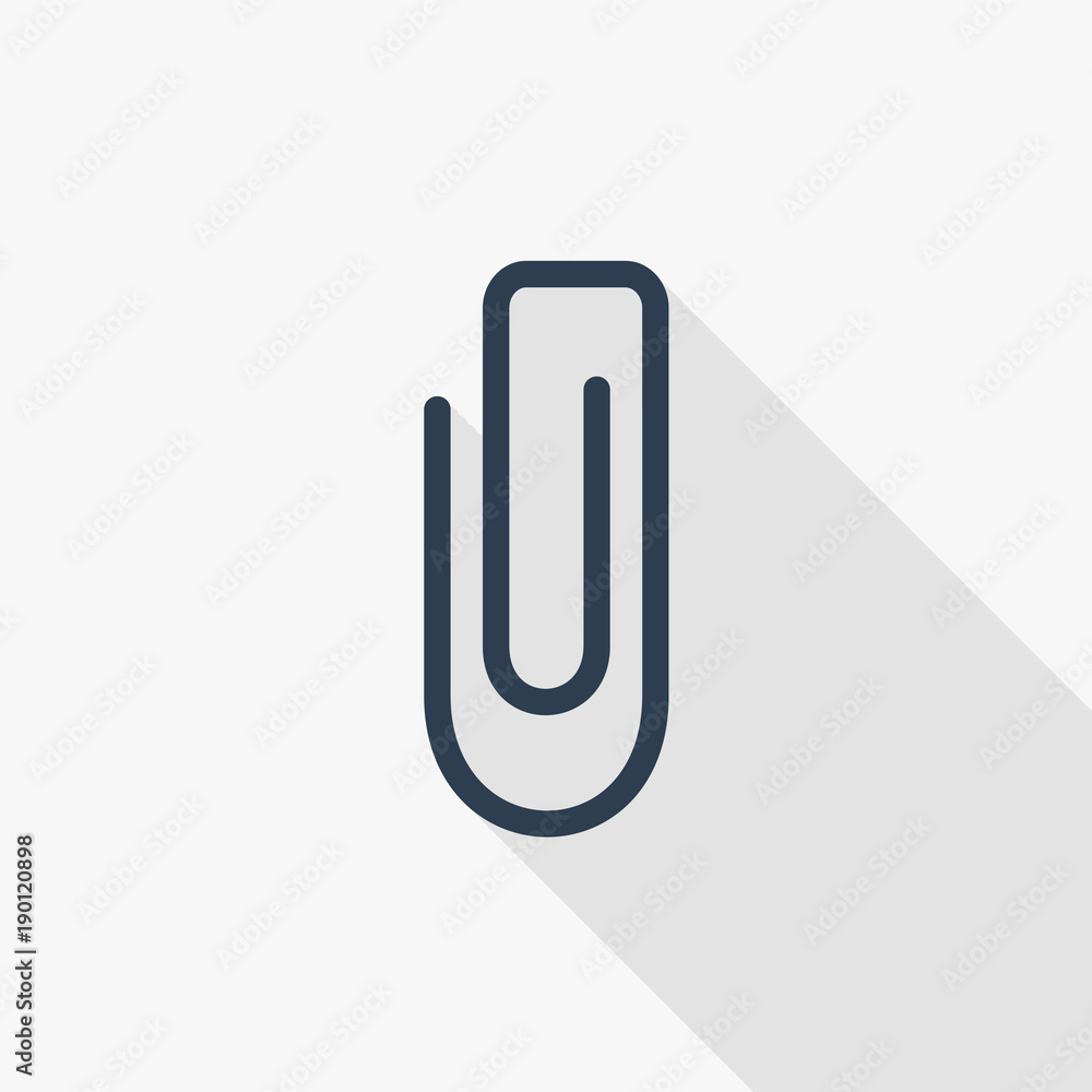 attach, paper clip thin line flat color icon. Linear vector illustration. Pictogram isolated on white background. Colorful long shadow design. attach, paper clip thin line flat color icon. Linear vector illustration. Pictogram isolated on white background. Colorful long shadow design.