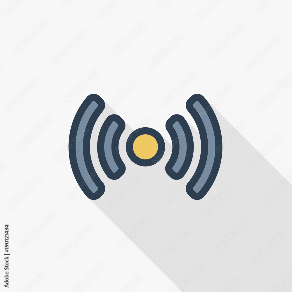 access point, wi-fi signal, antenna thin line flat color icon. Linear vector illustration. Pictogram isolated on white background. Colorful long shadow design. access point, wi-fi signal, antenna thin line flat color icon. Linear vector illustration. Pictogram isolated on white background. Colorful long shadow design.