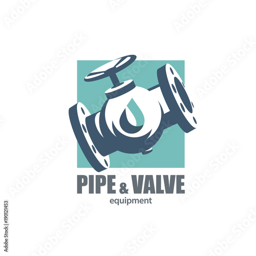 water valve stylized symbol, piping equipment shop logo template