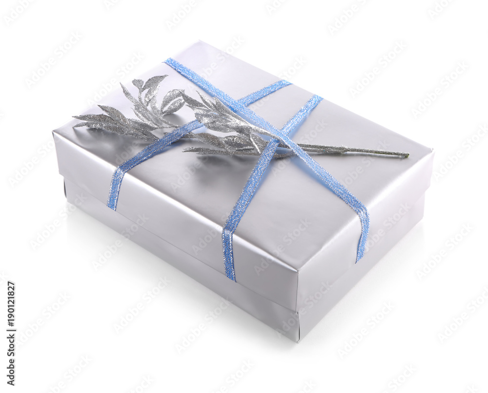 Fototapeta premium Beautiful gift box on white background