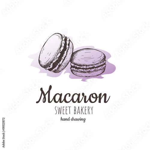 macaron, macaroon almond cakes, macaron sketch.