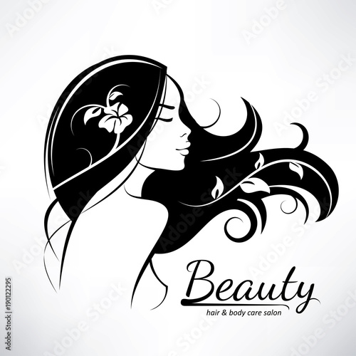 womans hair style stylized sillhouette, beauty salon logo template