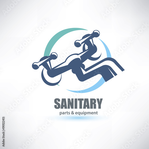 water tap stylized symbol, sanitary equipment shop logo template