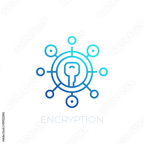 Encryption vector line icon on white