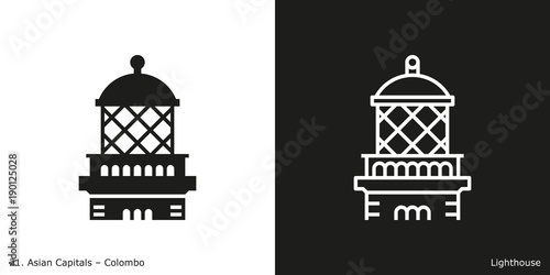 Old Lighthouse Icon. Landmark building of Colombo, the capital city of Sri Lanka